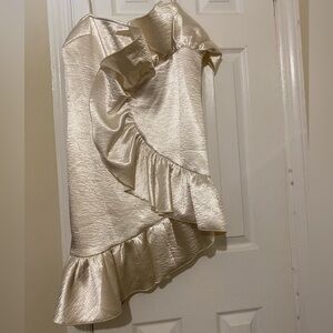 Nasty Gal Cream Ruffled Dress